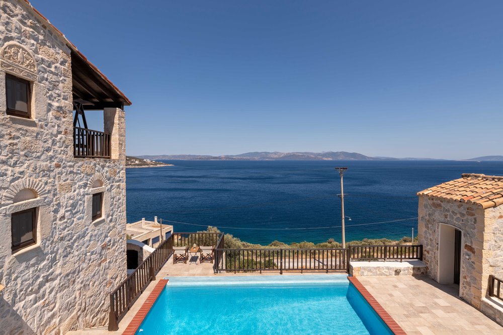 Private pool with sea views