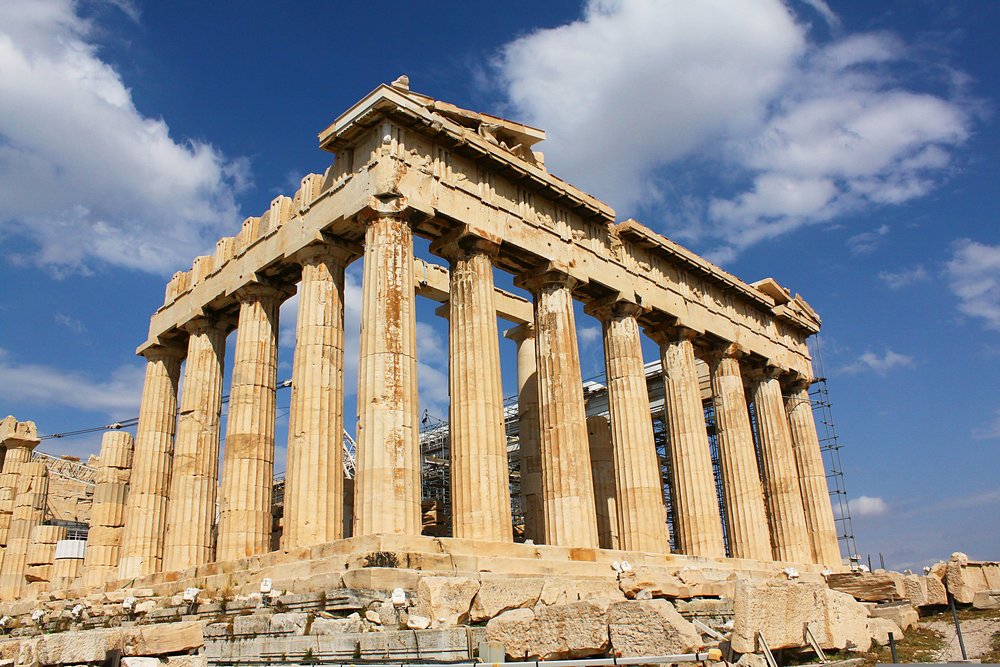 The Parthenon on the Acropolis of Athens against an open sky